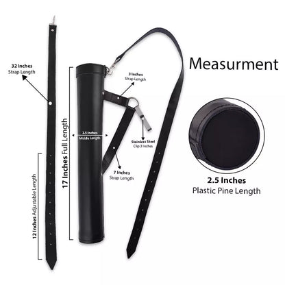 Traditional Handmade Black Cowhide Leather Archery Quiver
