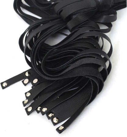 Handmade Heavy Duty Black Leather Flogger Premium Impact Play Whip