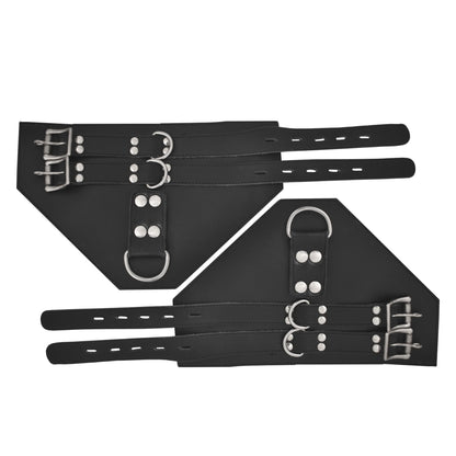 Heavy Duty Leather Suspension Wrist Cuffs Padded Adjustable Locking Restraints for Play