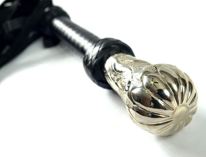 Handmade Heavy Duty Black Leather Flogger Premium Impact Play Whip