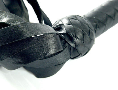 Handmade Heavy Duty Black Leather Flogger Premium Impact Play Whip