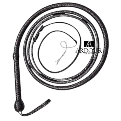 Cowhide Leather Indiana Jones Style Bullwhip 4 Feet to 16 Feet Long 16 Plait Bull Whip