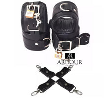 4 Piece BD*SM Genuine Cowhide Leather Wrist Ankle Restraint Cuffs Set Handmade