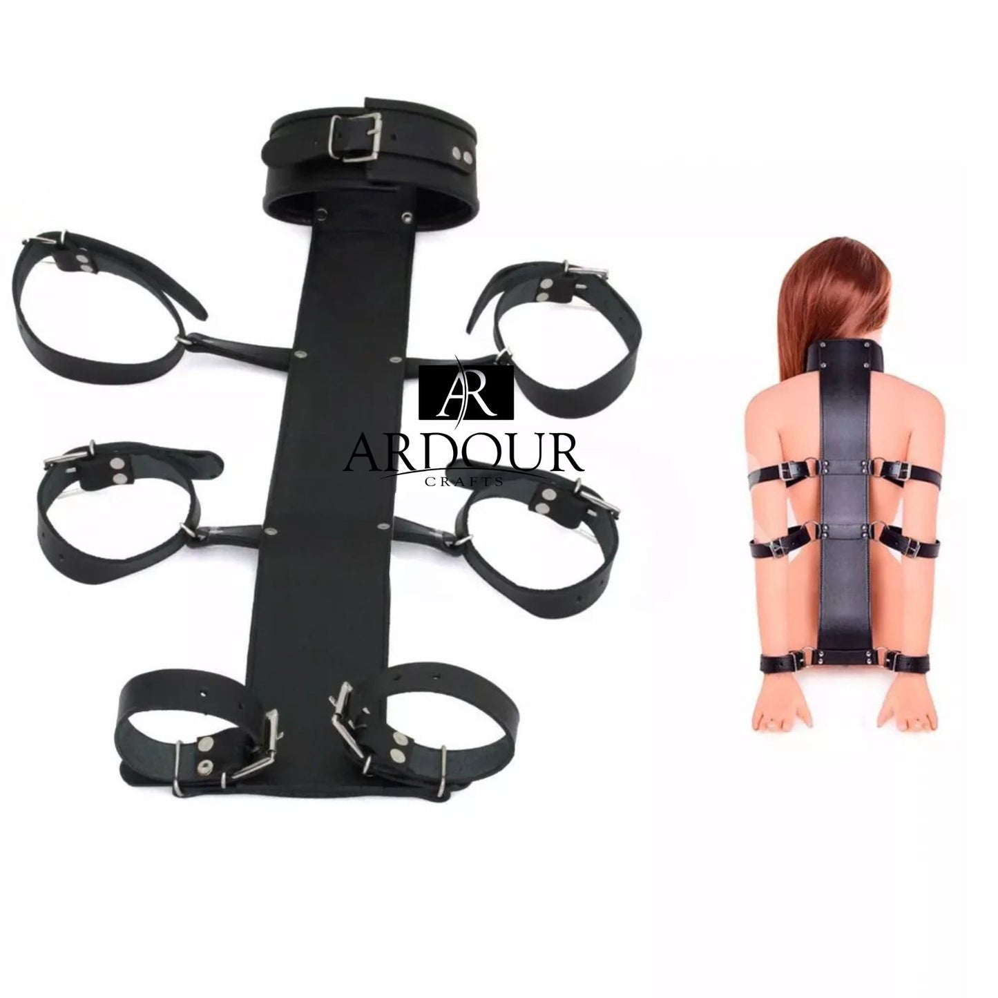 BD*SM Real Cowhide Leather Restraints Wrist Neck Arm Cuffs Adjustable Handmade