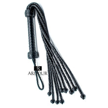 Handmade Genuine Cowhide Leather Flogger Braided Cat Nine Tails with Sturdy Handle