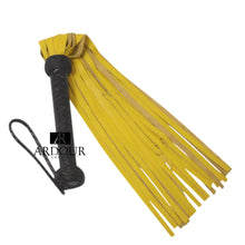 Yellow Genuine Cowhide Leather Flogger 25 Tail Handmade Design