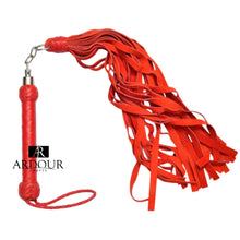 Red Genuine Leather Revolving Flogger 26 Soft Suede Durable Cowhide Tails for Precision
