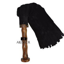 BDSM Genuine Leather Flogger 50 Black Suede Falls with Wooden Handle