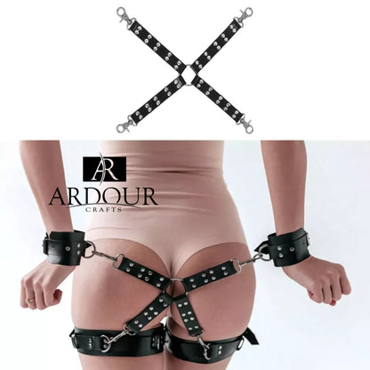 Hog Tie Connector with 4 Way Snap Clips Leather Strap 17