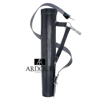 Traditional Handmade Black Cowhide Leather Archery Quiver