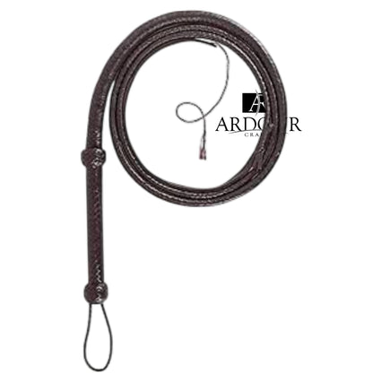 8 Feet 12 plait Indiana Jones Bullwhip Genuine Dark Brown Leather Plait Weaving Handmade