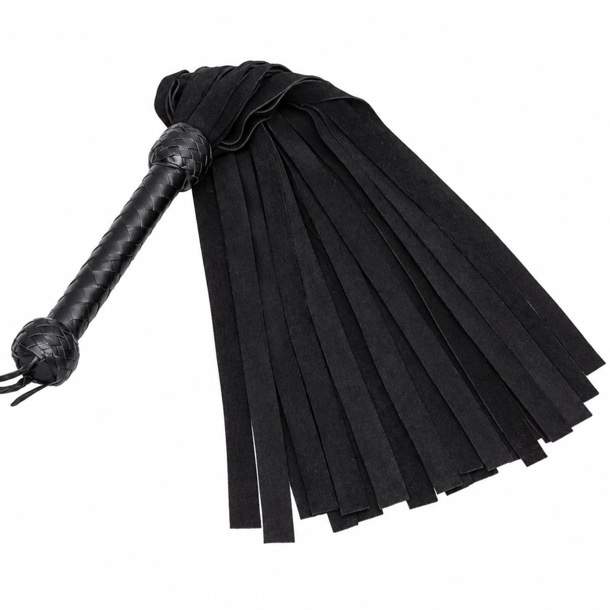 Real Suede Leather Flogger 25 Falls Black Braided Handle | Thuddy Impact BDSM Spanking Whip