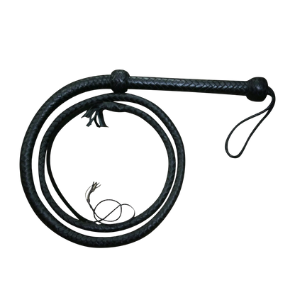 4 Feet Handmade 12 Plait Genuine Cowhide Leather Bull Whip Long Black Stock Whip with String Popper