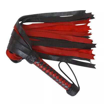 Genuine Red and Black Cowhide Leather Flogger 25 Tail Design