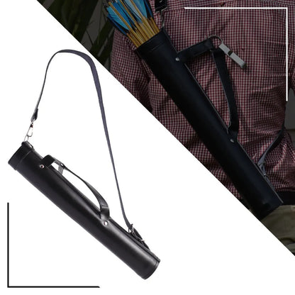Traditional Handmade Black Cowhide Leather Archery Quiver
