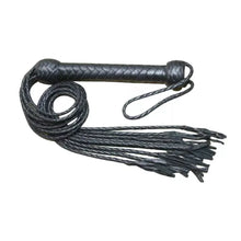 Heavy Duty Genuine Leather Flogger Whip 9 Braided Thick Black Tails for Impact Play