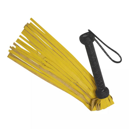 Yellow Genuine Cowhide Leather Flogger 25 Tail Handmade Design