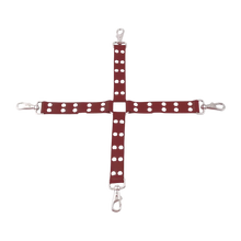 17 Genuine Cowhide Leather Hog Tie Four Way Pin Connector for BDSM Cuffs with Snap Clips