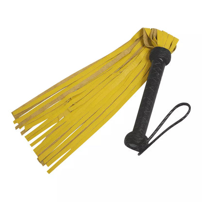 Yellow Genuine Cowhide Leather Flogger 25 Tail Handmade Design