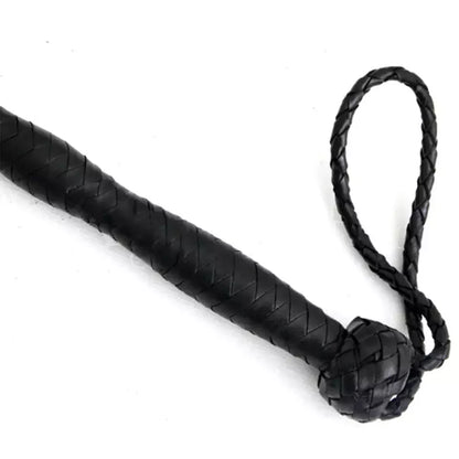 24" Black Leather Riding Crop Horse Whip with Non-Slip Grip & Flexible Slapper