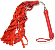 Red Genuine Leather Revolving Flogger 26 Soft Suede Durable Cowhide Tails for Precision