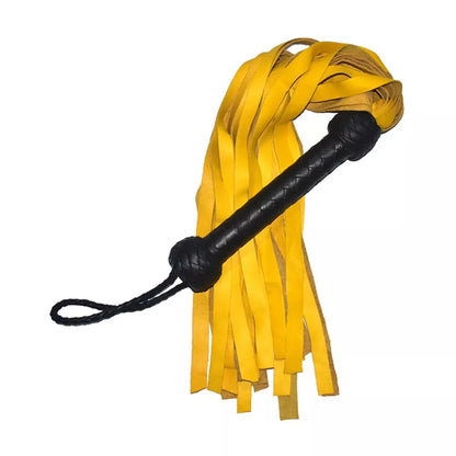 Yellow Genuine Cowhide Leather Flogger 25 Tail Handmade Design