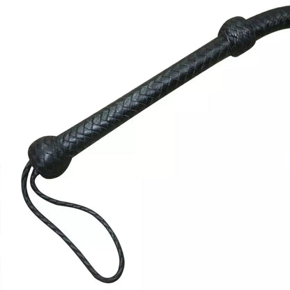 4 Feet Handmade 12 Plait Genuine Cowhide Leather Bull Whip Long Black Stock Whip with String Popper