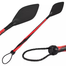 24" Real Leather Riding Crop Whip Black / Red, Functional Horse & Costume Prop