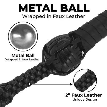 42 Motorcycle Leather Biker Whip  Black Skull Design