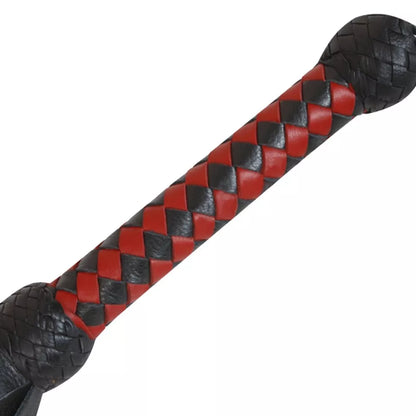 Genuine Red and Black Cowhide Leather Flogger 25 Tail Design